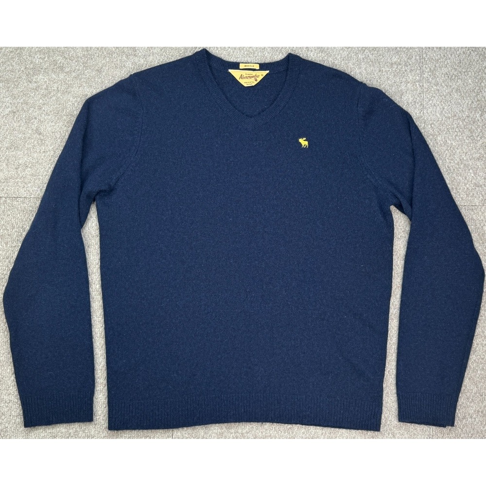 Abercrombie Muscle Blue Vintage Men's V-Neck Long Sleeve Sweater Size XL